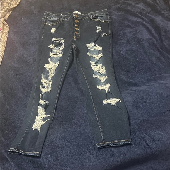 Premiere Denim by rue21 Denim - Premiere Denim by rue21 Dark Blue Distressed Skinny Jeans
